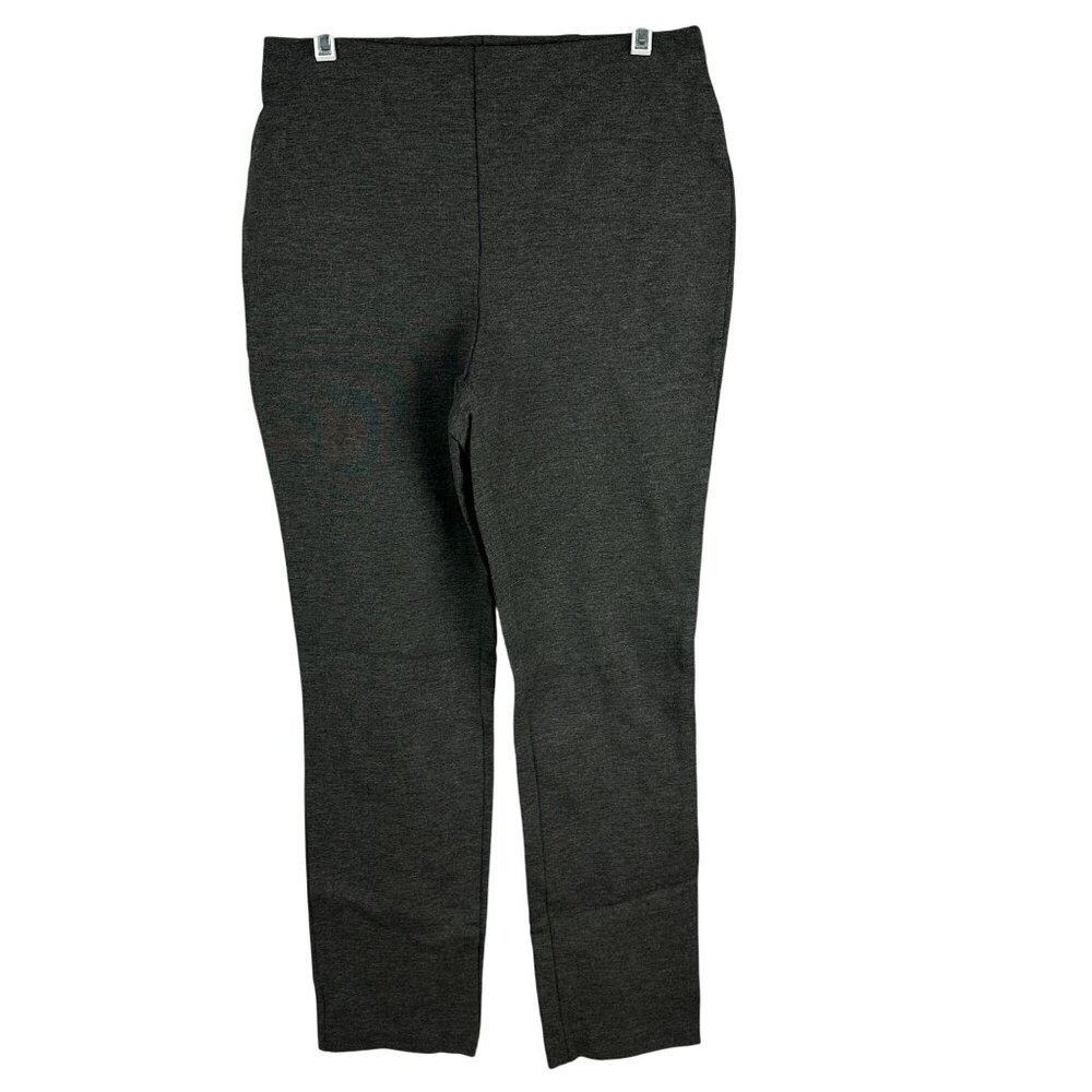 Liz Claiborne Womens Alexis Pants Size M Gray Stretch Straight-Leg Elastic Waist